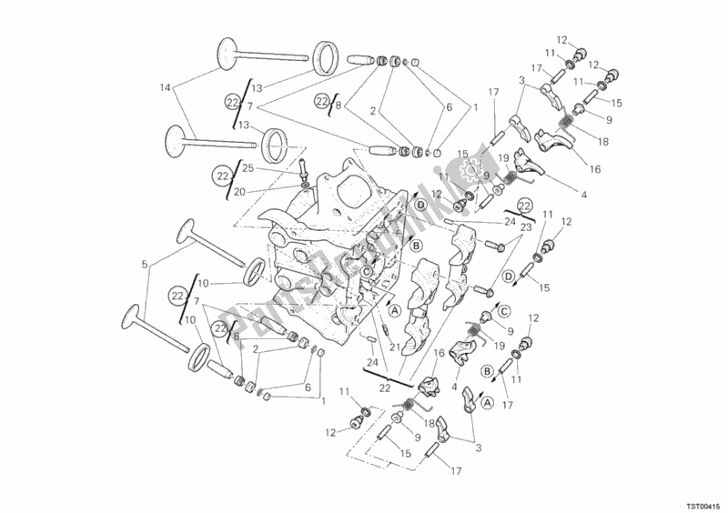 Alle onderdelen voor de Horizontale Cilinderkop van de Ducati Streetfighter USA 1100 2011